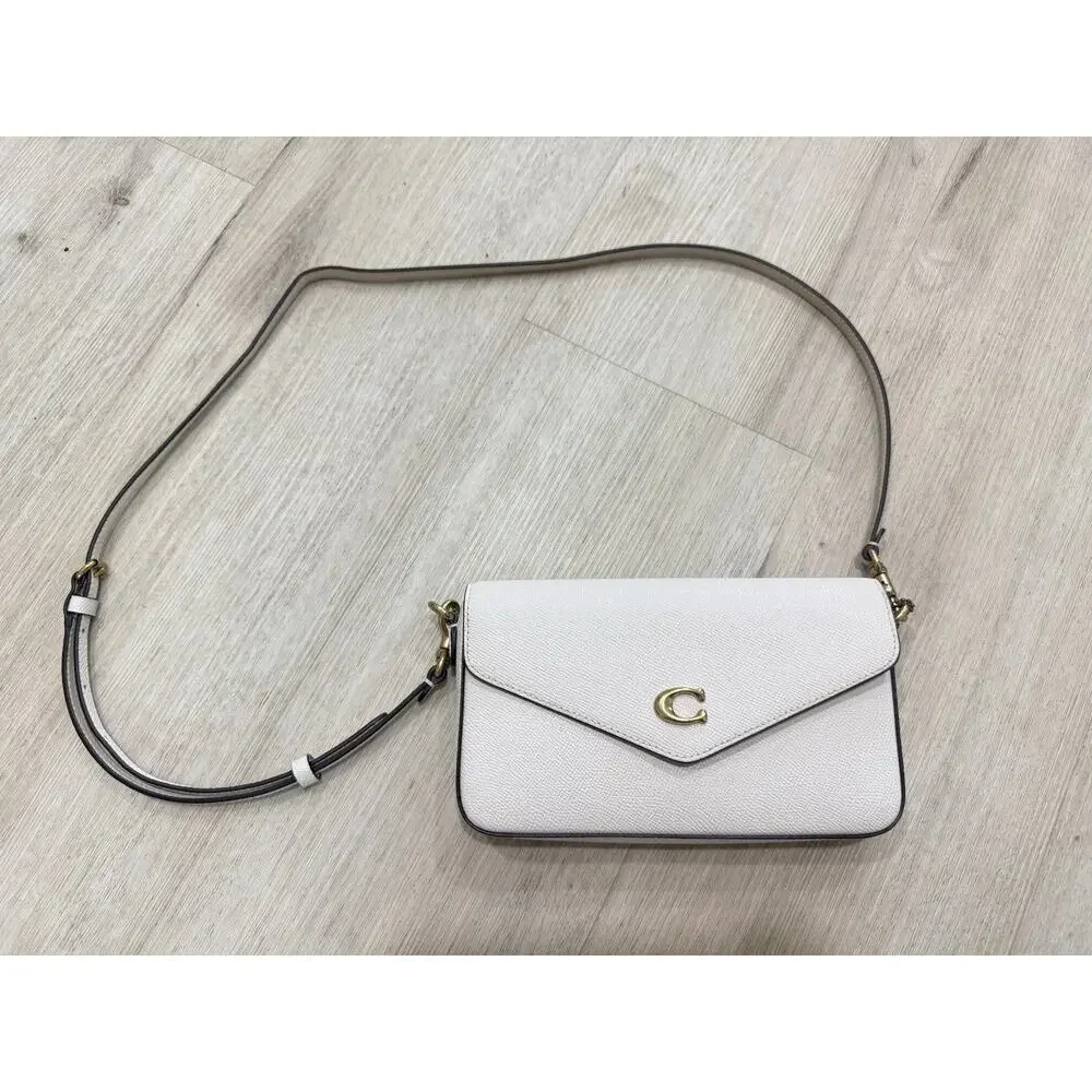 Coach Wyn Crossbody Chalk White Crossgrain Leather Bag C8439 Envelope Clutch